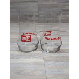 TWO Vintage 7 UP The Uncola Upside Down Glass Tumbler soda pop collectible 16oz